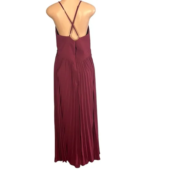 Lulus Loving You Forever Burgundy Sequin Lace Pleated Maxi Dress