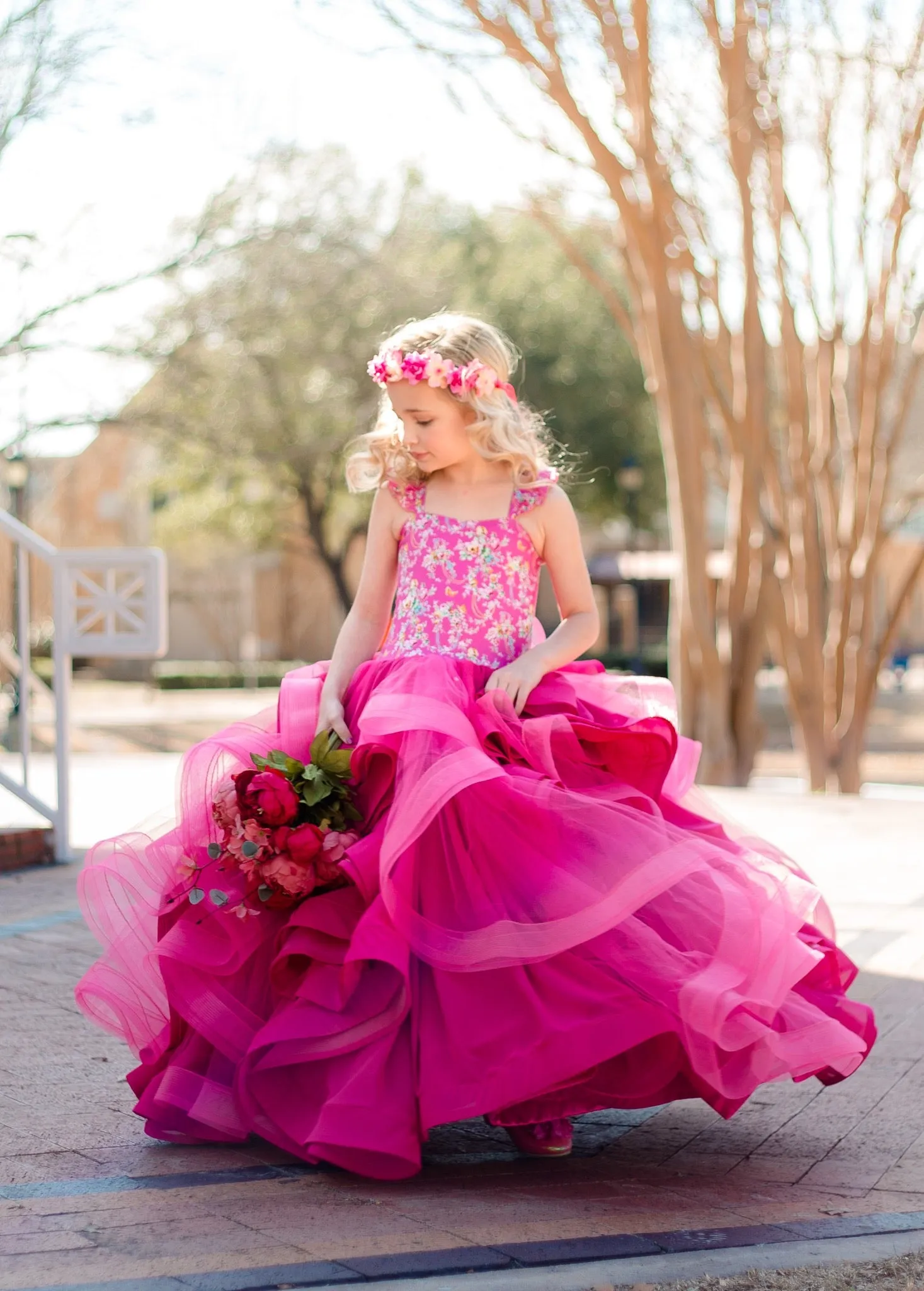 LuXee Couture Gown Rental~ Cascading Loopy Floral