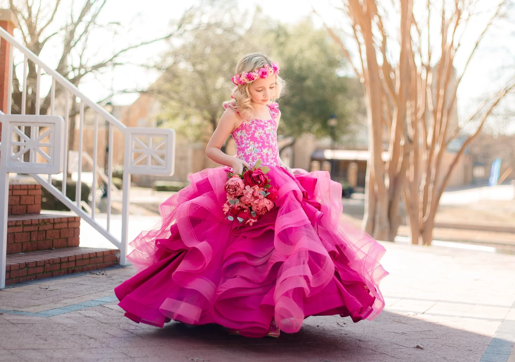 LuXee Couture Gown Rental~ Cascading Loopy Floral