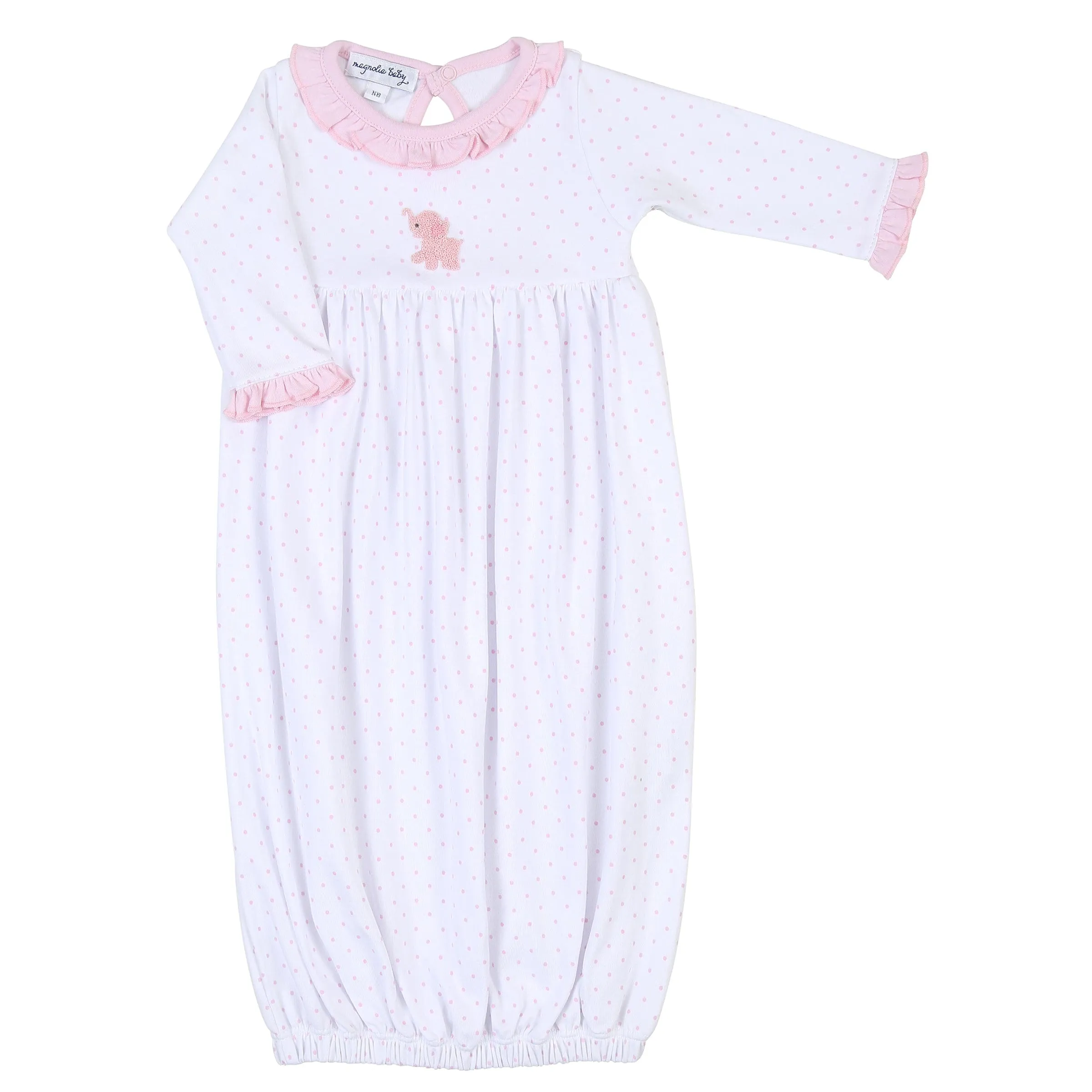 MAGNOLIA BABY - Tiny Elephant Gathered Gown - Pink