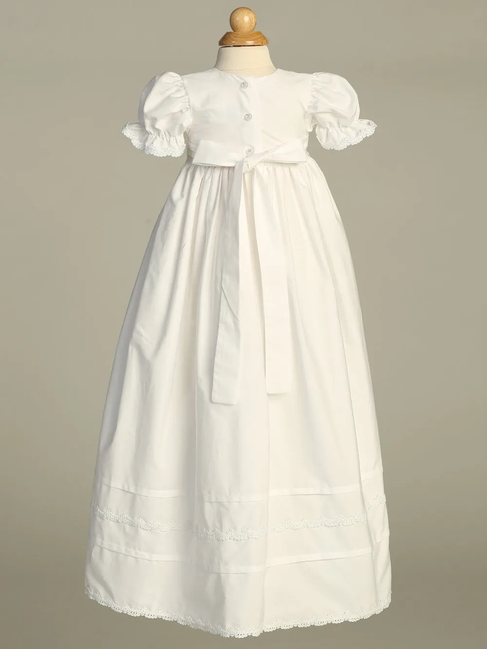 Marie Smocked Bodice Cotton Christening Gown