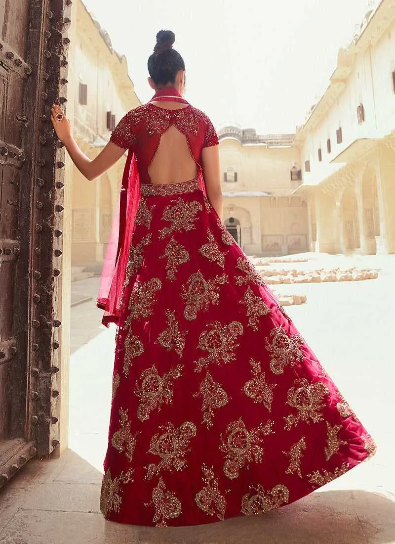 Maroon Heavy Embroidered Gown Style Anarkali