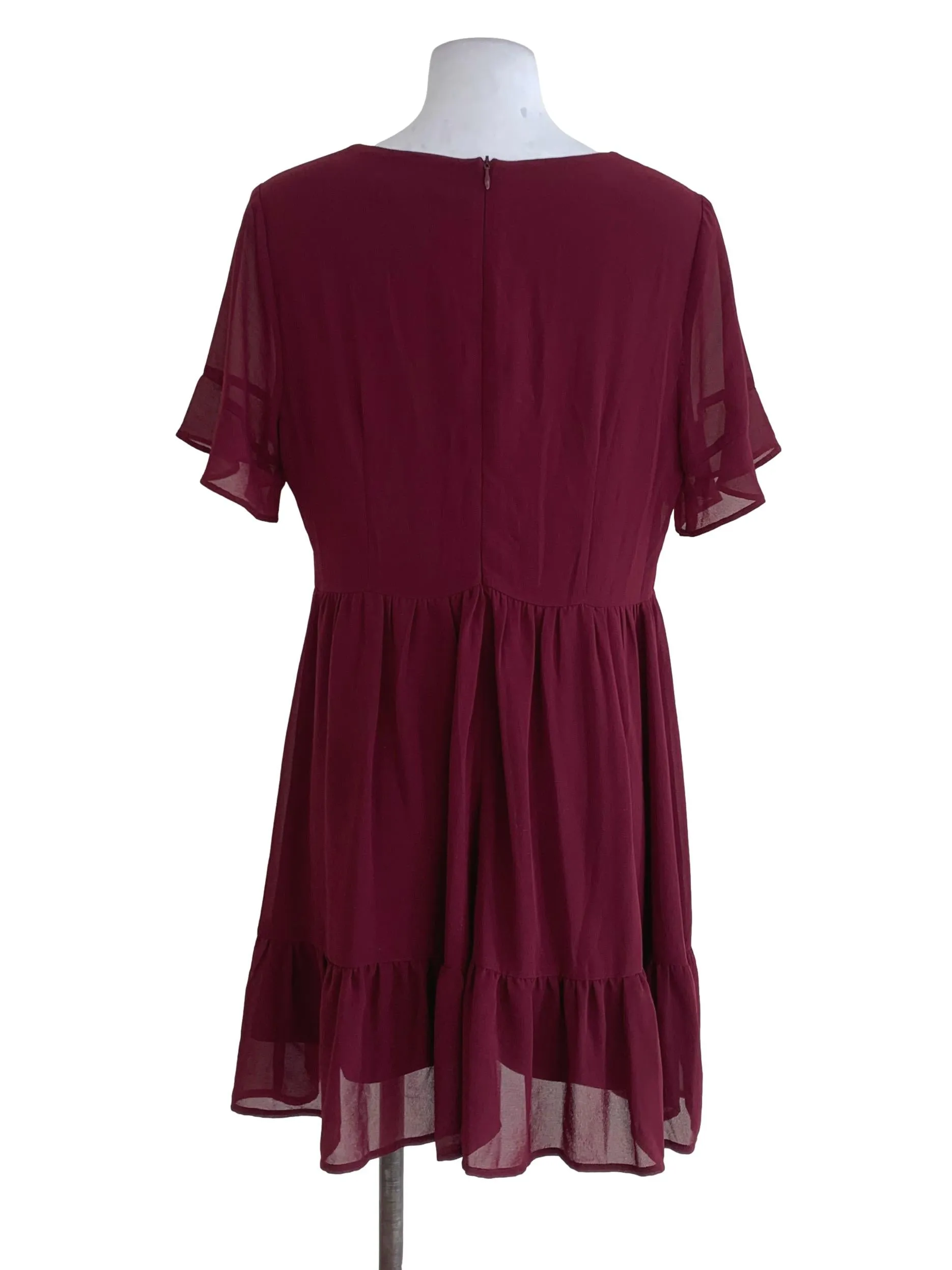 Maroon Plain Empire Dress
