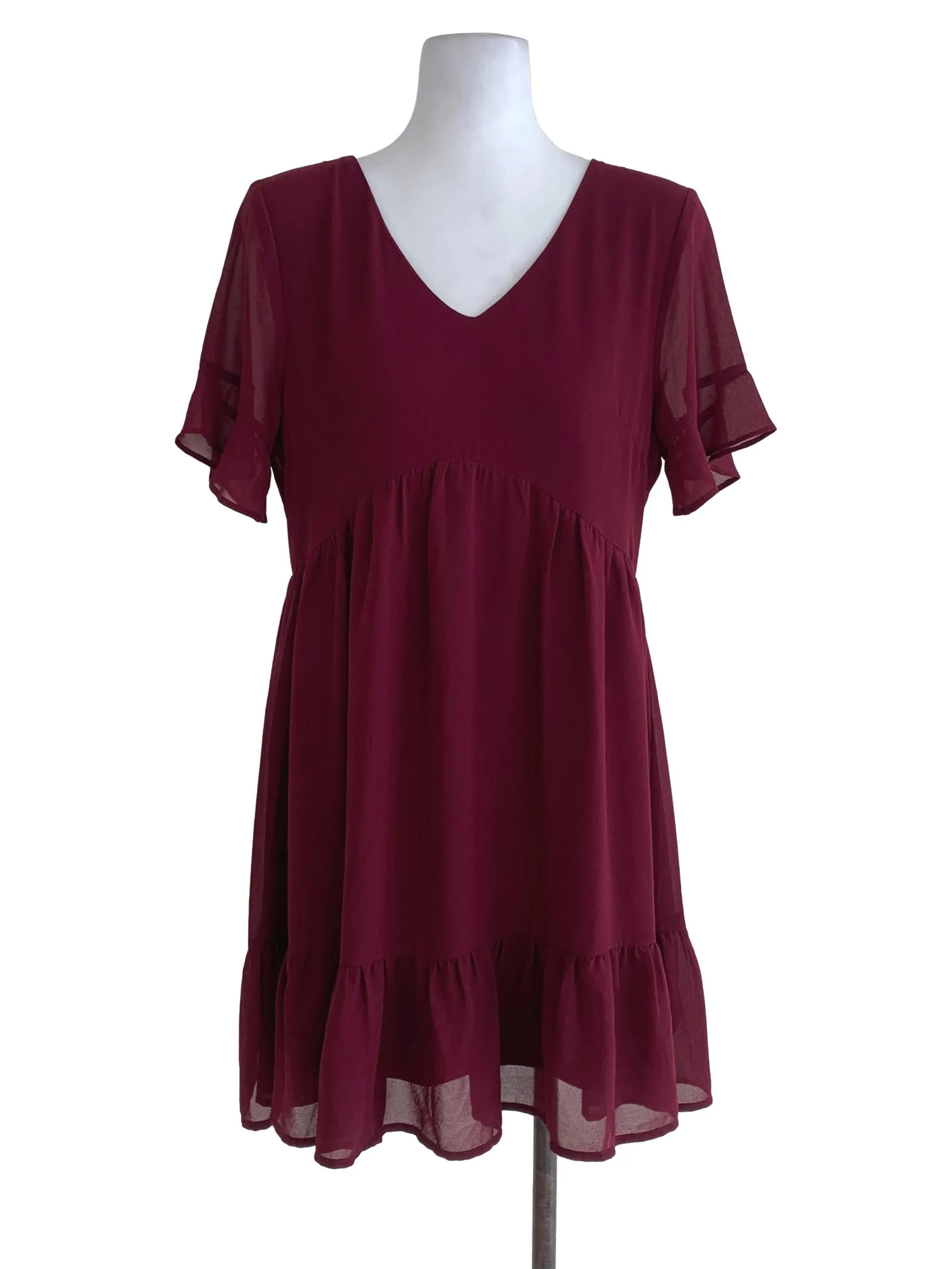 Maroon Plain Empire Dress
