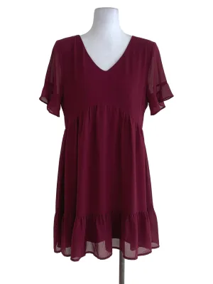 Maroon Plain Empire Dress