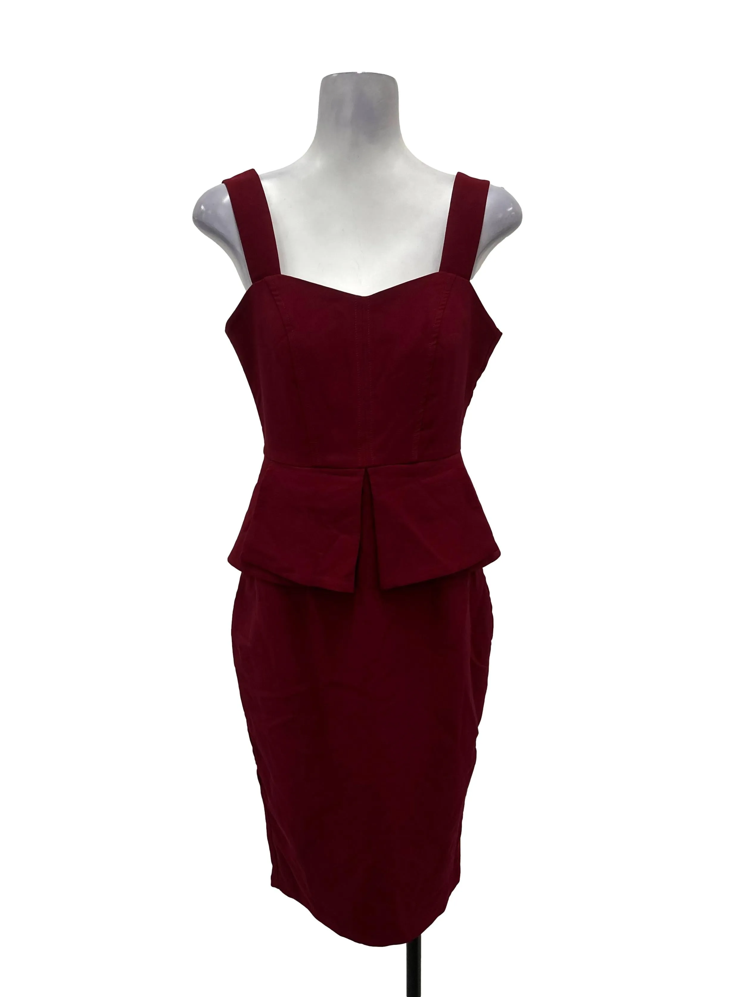 Maroon Red Peplum Dress
