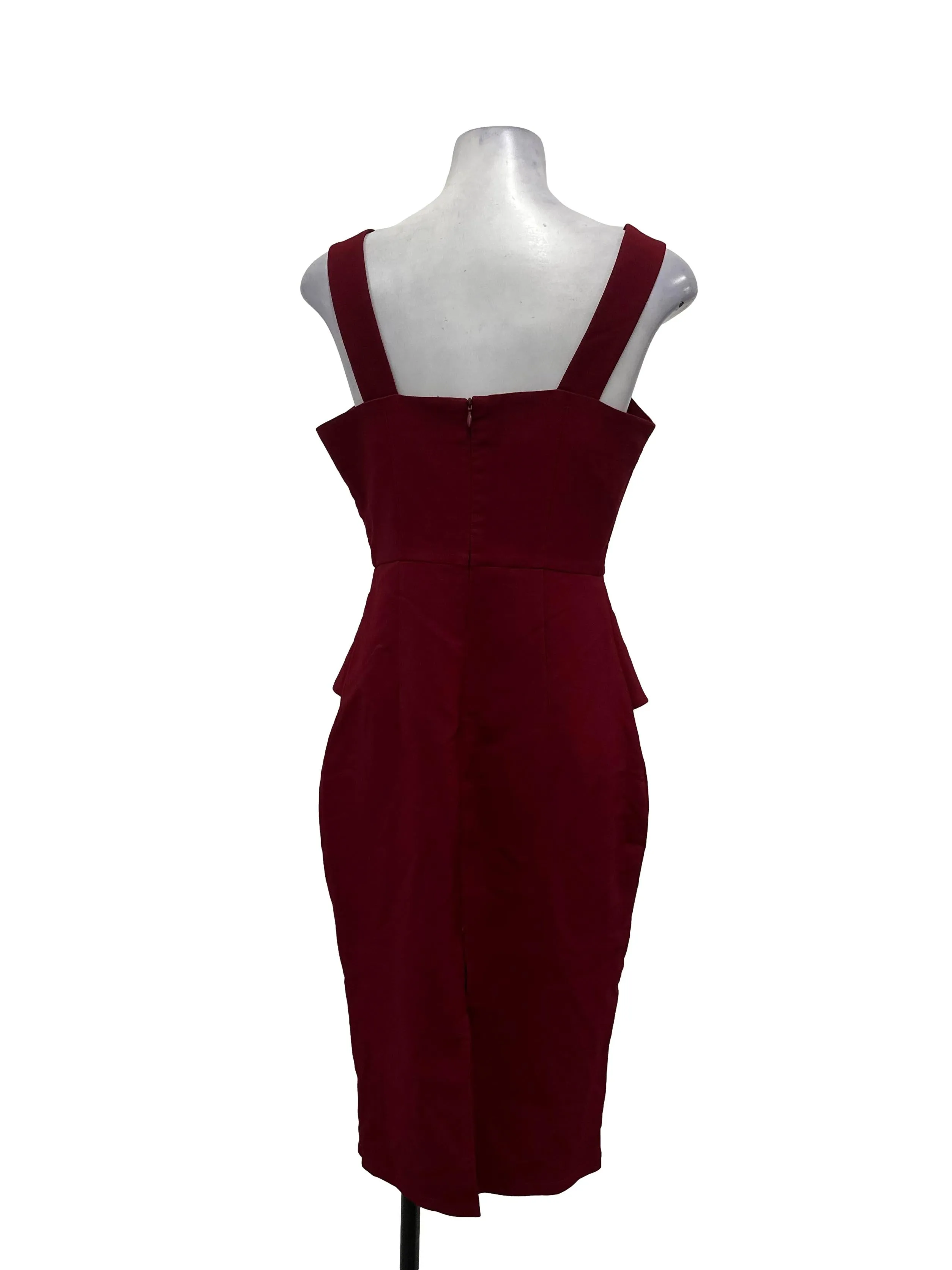 Maroon Red Peplum Dress