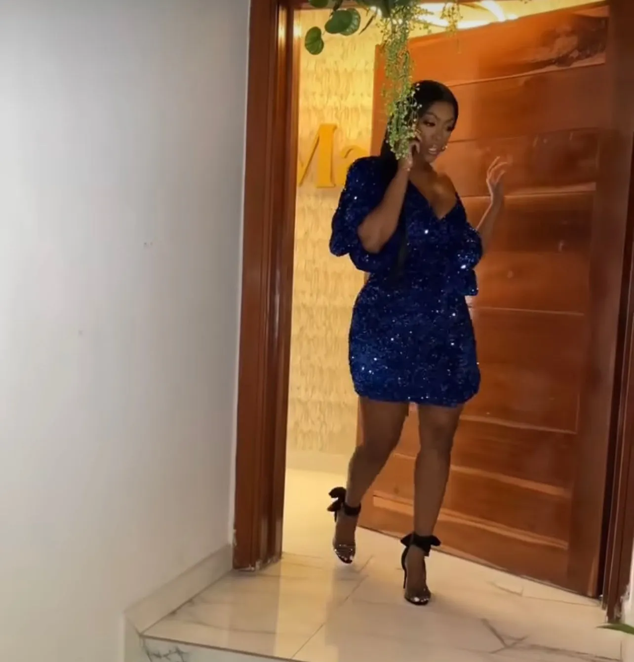 Matopeda Atelier Sharon Blue Sequin Wrap Mini Dress (As Worn by Porsha Williams)