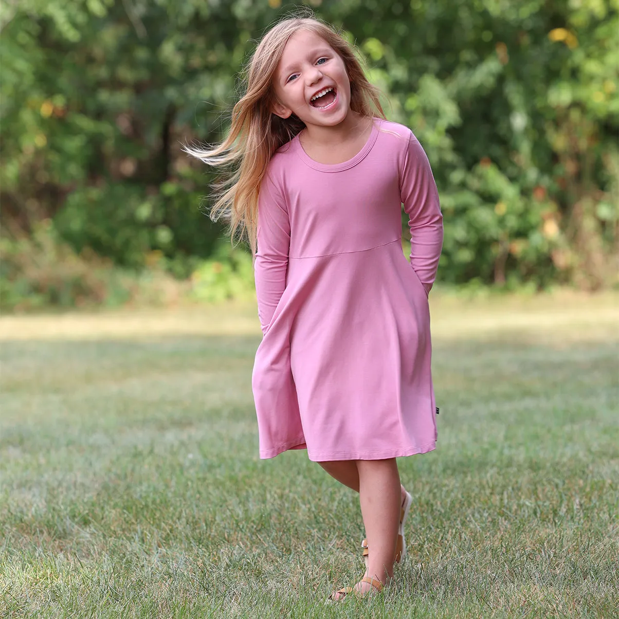 Mauve Long Sleeve Swing Dress