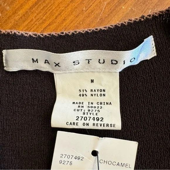 Max Studio Y2K Open Front Flared Bell Sleeve Cardigan Sweater Brown Size M