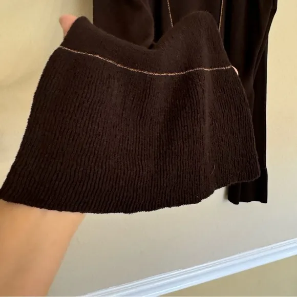 Max Studio Y2K Open Front Flared Bell Sleeve Cardigan Sweater Brown Size M
