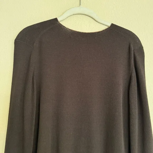 Max Studio Y2K Open Front Flared Bell Sleeve Cardigan Sweater Brown Size M
