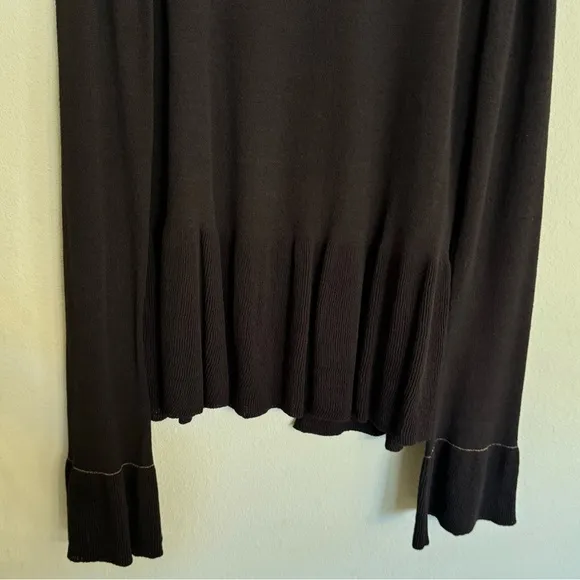 Max Studio Y2K Open Front Flared Bell Sleeve Cardigan Sweater Brown Size M