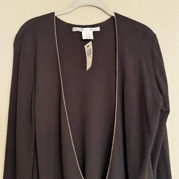 Max Studio Y2K Open Front Flared Bell Sleeve Cardigan Sweater Brown Size M
