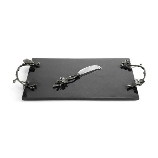 Michael Aram Large Black Orchid Cheese Board with Knife - 110726
