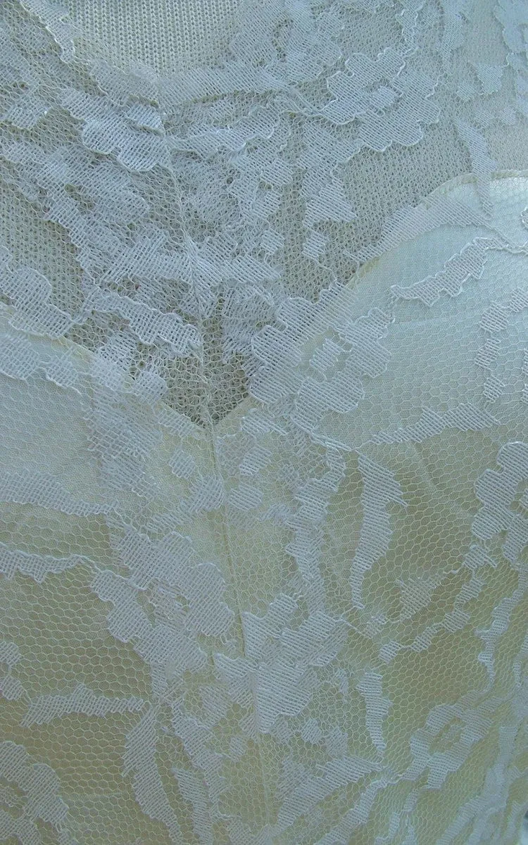 Middleton Style Vintage Long Lace Sleeves Fitted Bodice Bridal Gown Wedding Dress