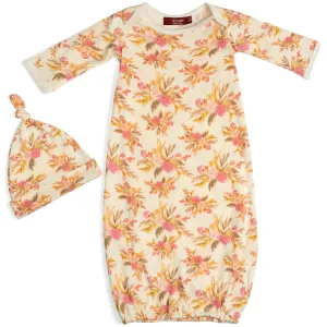 Milkbarn - Organic Gown   Hat Vintage Floral Set