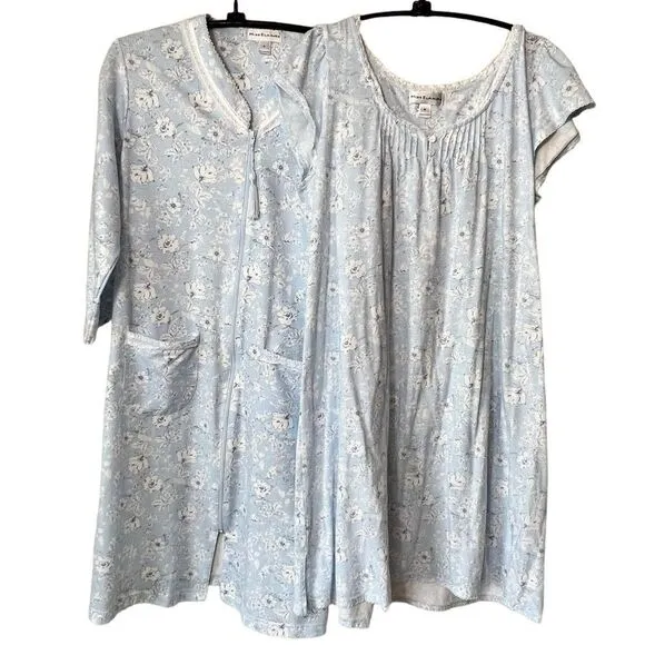 Miss Elaine 2pc Floral Bouquets Robe and Gown Set