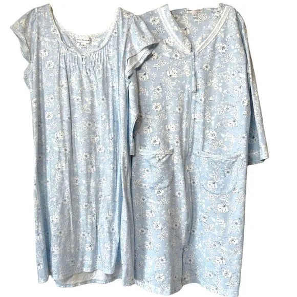 Miss Elaine 2pc Floral Bouquets Robe and Gown Set
