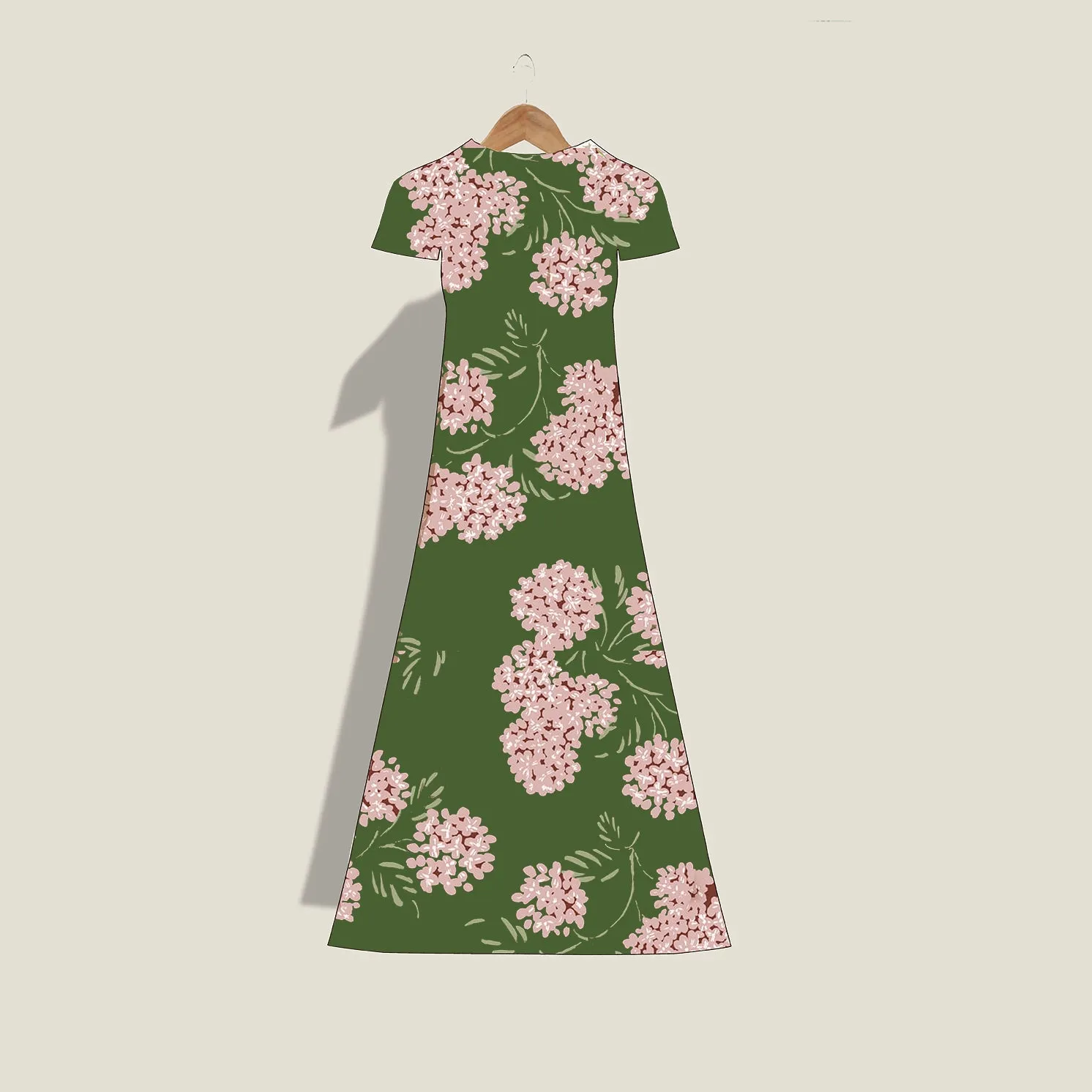 MME. HYDRANGEA GARDEN DRESS - MOSS