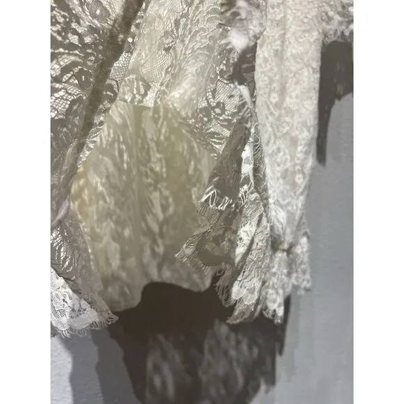 Modcloth Womens‎ Dress Ivory Lace Ruffle Size Large Whimsical Flare Feminine