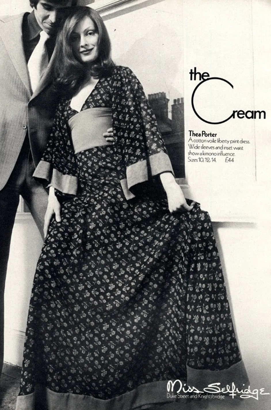 Museum Exhibited 1971 RTW Thea Porter Painted Print Dress