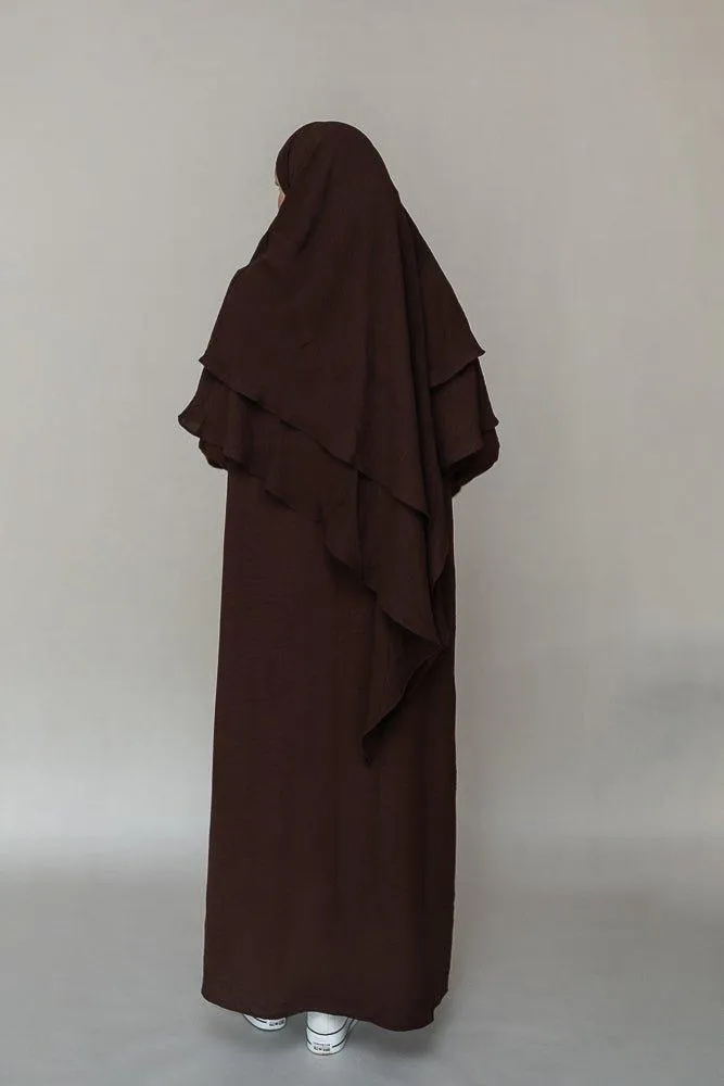Myyla prayer gown umrah abaya dress non-wrinkling in dark coffee