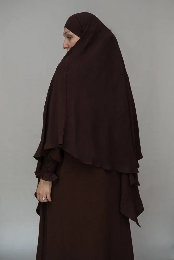 Myyla prayer gown umrah abaya dress non-wrinkling in dark coffee