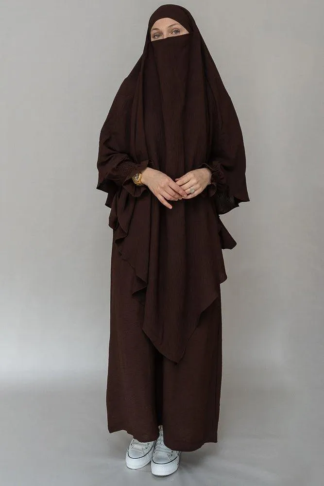 Myyla prayer gown umrah abaya dress non-wrinkling in dark coffee