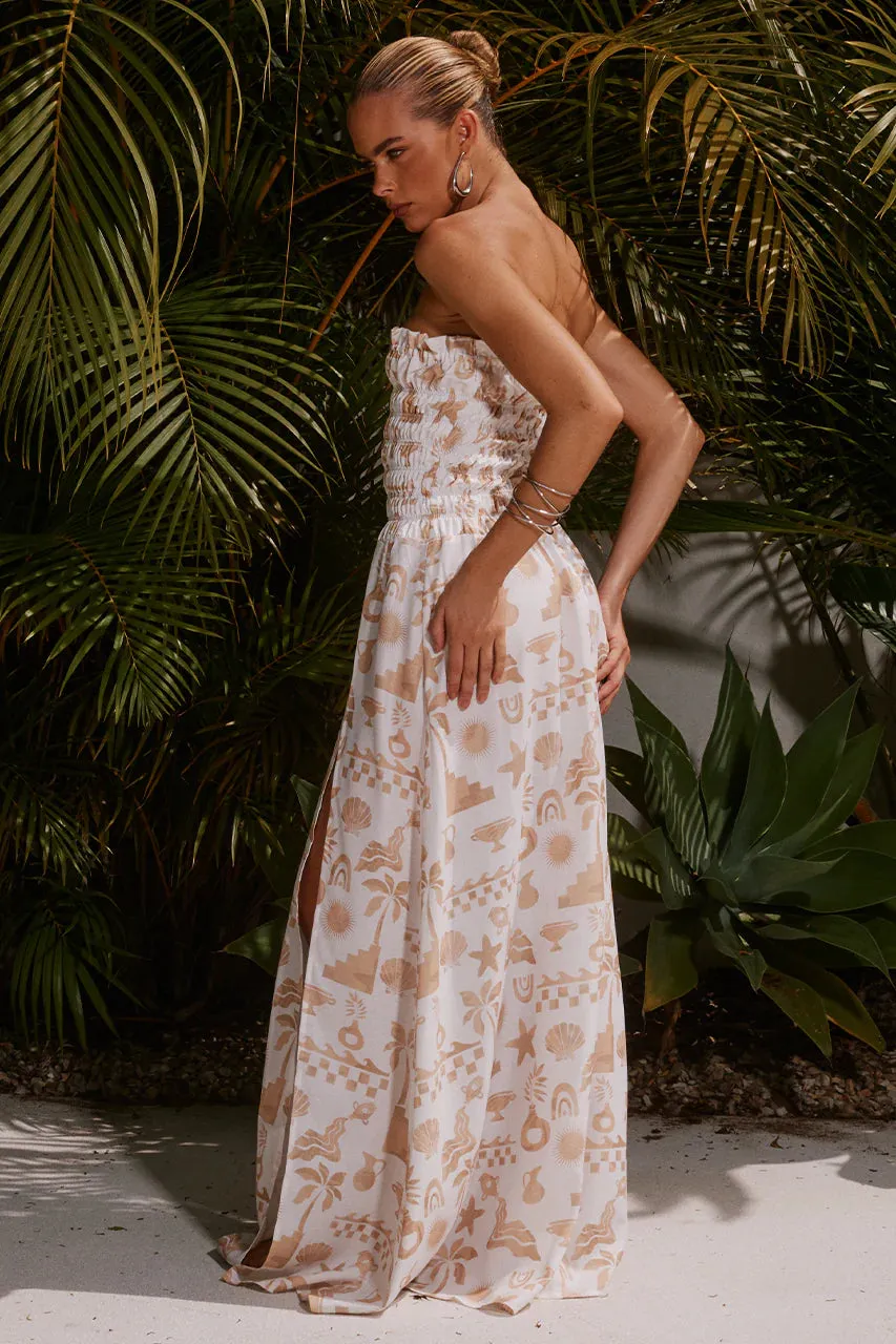 Nammos Strapless Dress - WHITE/SAND