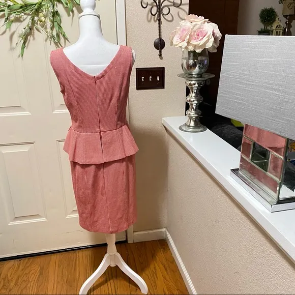 Nanette Lepore Red &amp; White Peplum Sleeveless Dress