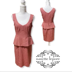 Nanette Lepore Red &amp; White Peplum Sleeveless Dress
