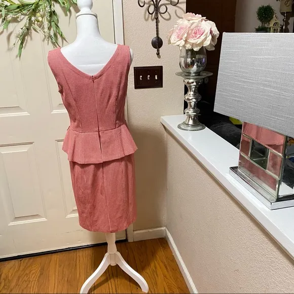 Nanette Lepore Red &amp; White Peplum Sleeveless Dress