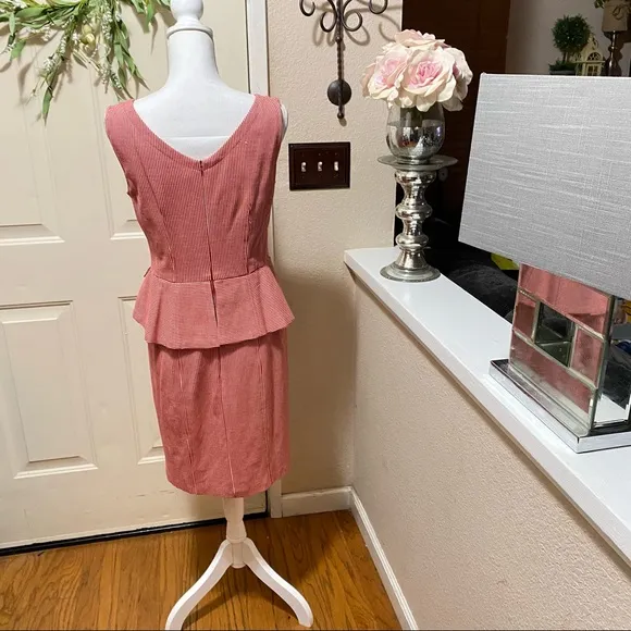 Nanette Lepore Red &amp; White Peplum Sleeveless Dress