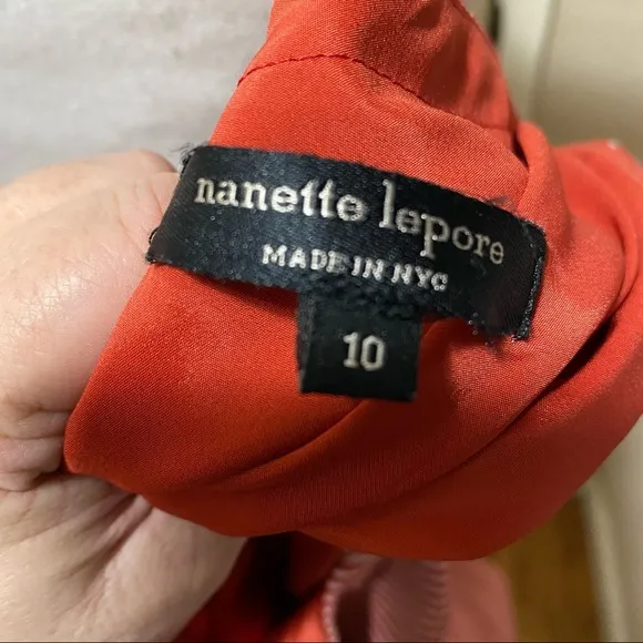 Nanette Lepore Red &amp; White Peplum Sleeveless Dress