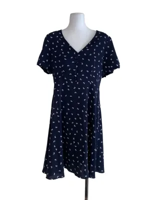 Navy Blue Dot Empire Dress