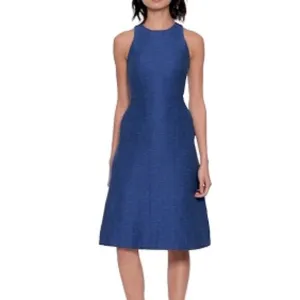 NEW Banana Republic 0 Italian Tweed Fit-and-Flare Dress Career Classic Blue
