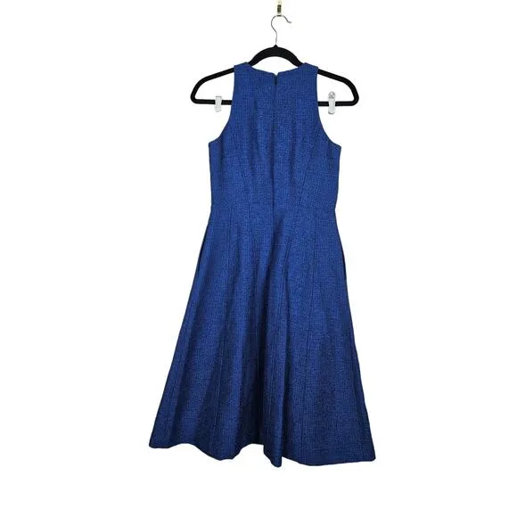 NEW Banana Republic 0 Italian Tweed Fit-and-Flare Dress Career Classic Blue
