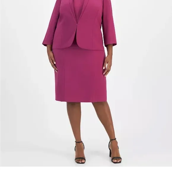 New!Le SuitPlus Size Jacket &amp; Empire-Waist Sheath Dress
