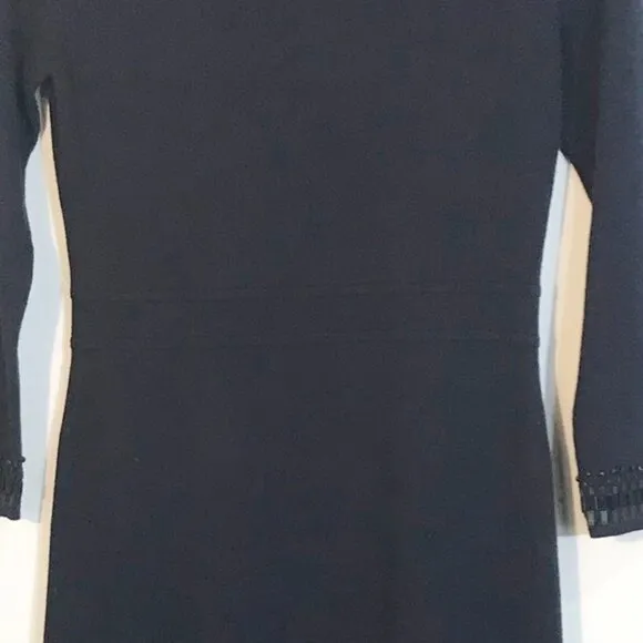 NICOLE MILLER Knit Flounce Embellished Dress Navy