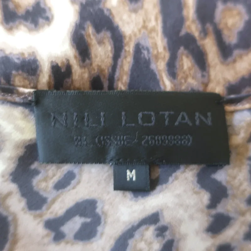Nili Lotan Cami Gown Leopard Print Silk Satin Size Medium V-Neck Maxi Dress