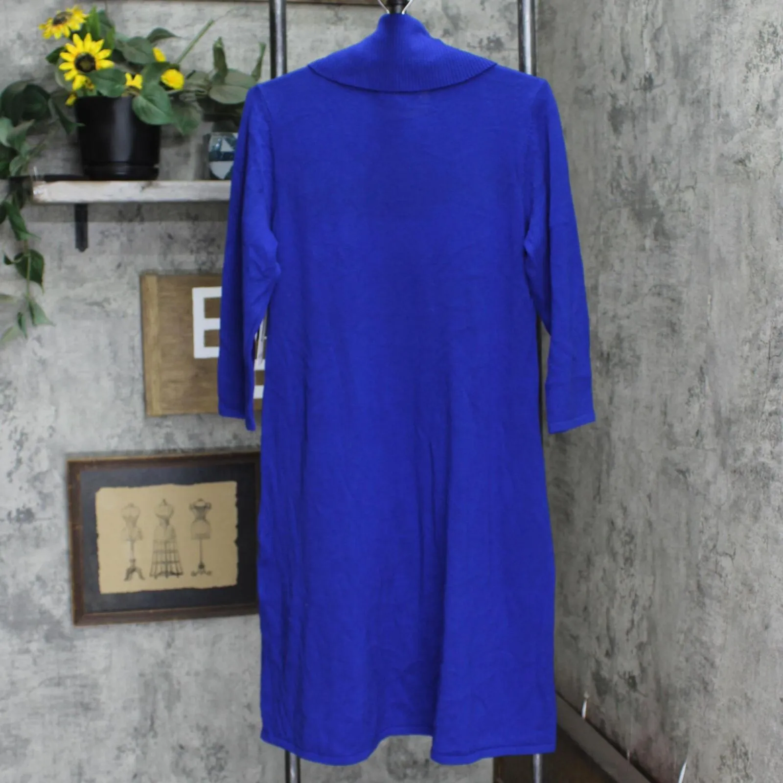 Nine West Women's Cowl Neck Fit and Flare Sweater Dress 10814580 Royal Blue L