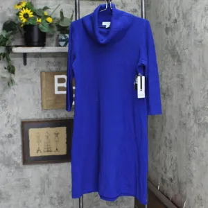 Nine West Women's Cowl Neck Fit and Flare Sweater Dress 10814580 Royal Blue L