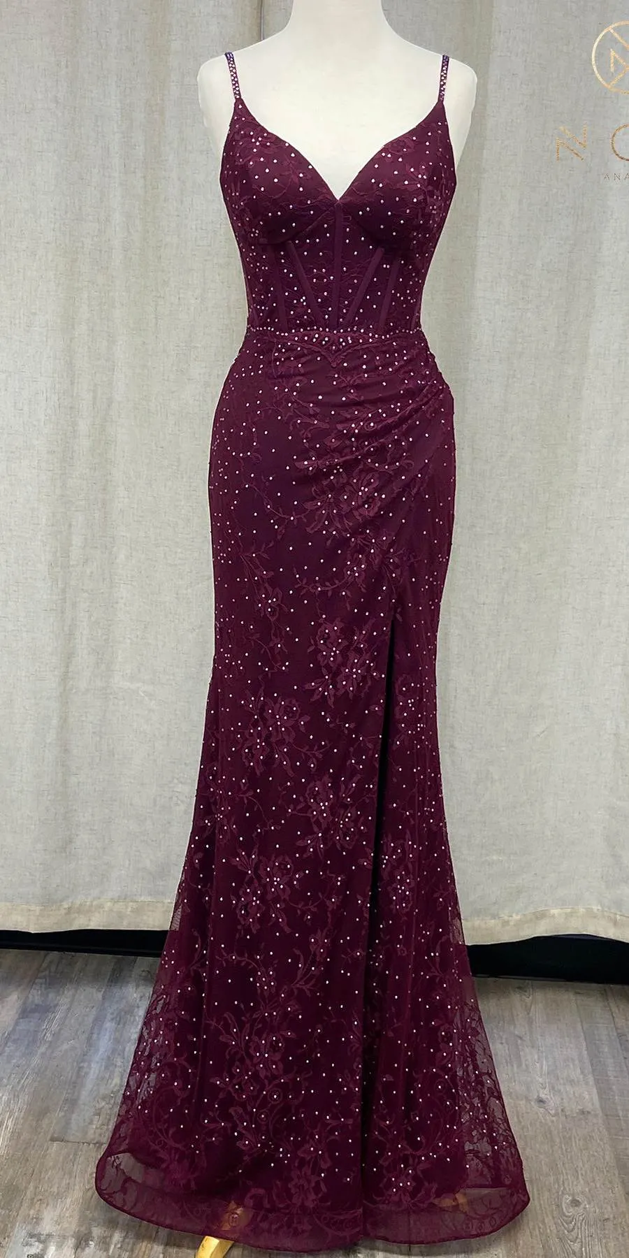 Nox Anabel B1145 Long Formal Fitted Column Gown with Slit