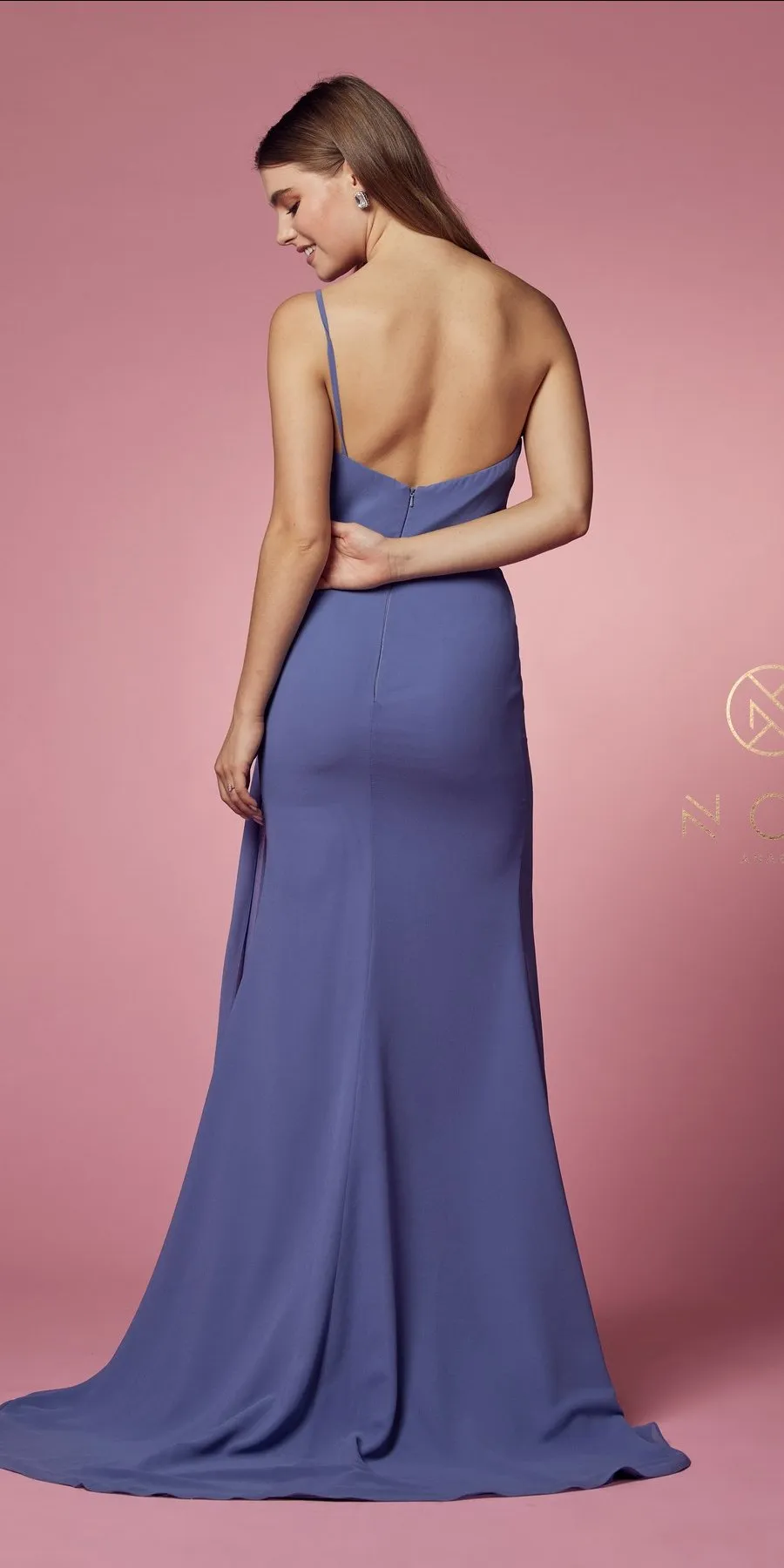 Nox Anabel E1005 Long One Shoulder Chiffon Evening Gown