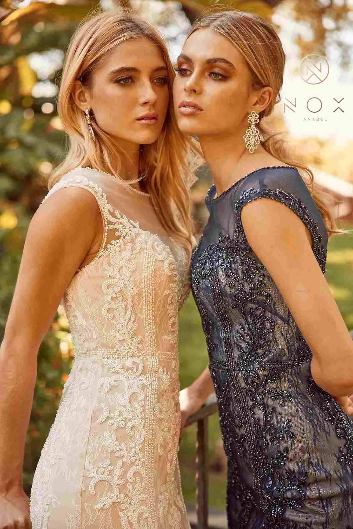 Nox Anabel E1006 Fitted Sheath Formal Lace Dress with Illusion Neckline