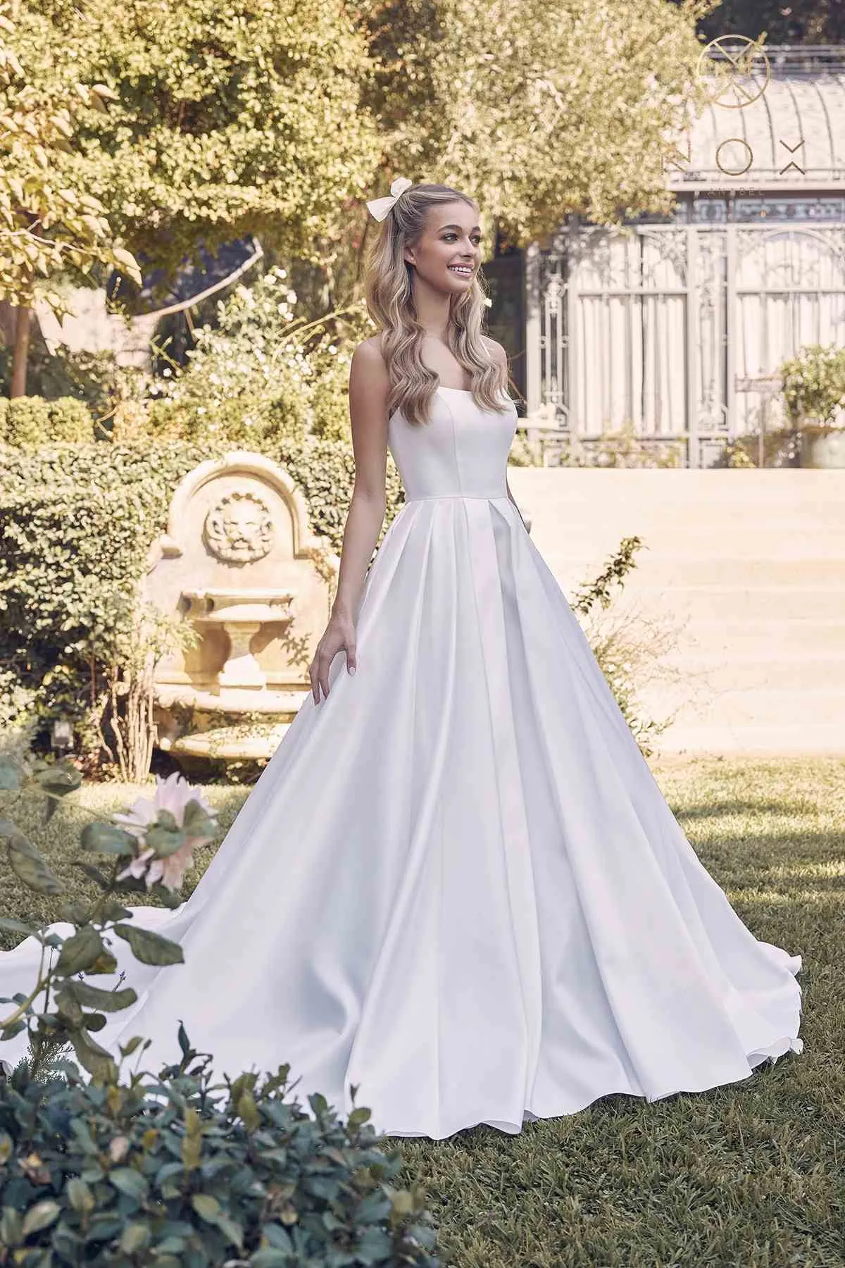 Nox Anabel JE968 Floor Length A-Line Wedding Gown with Pockets