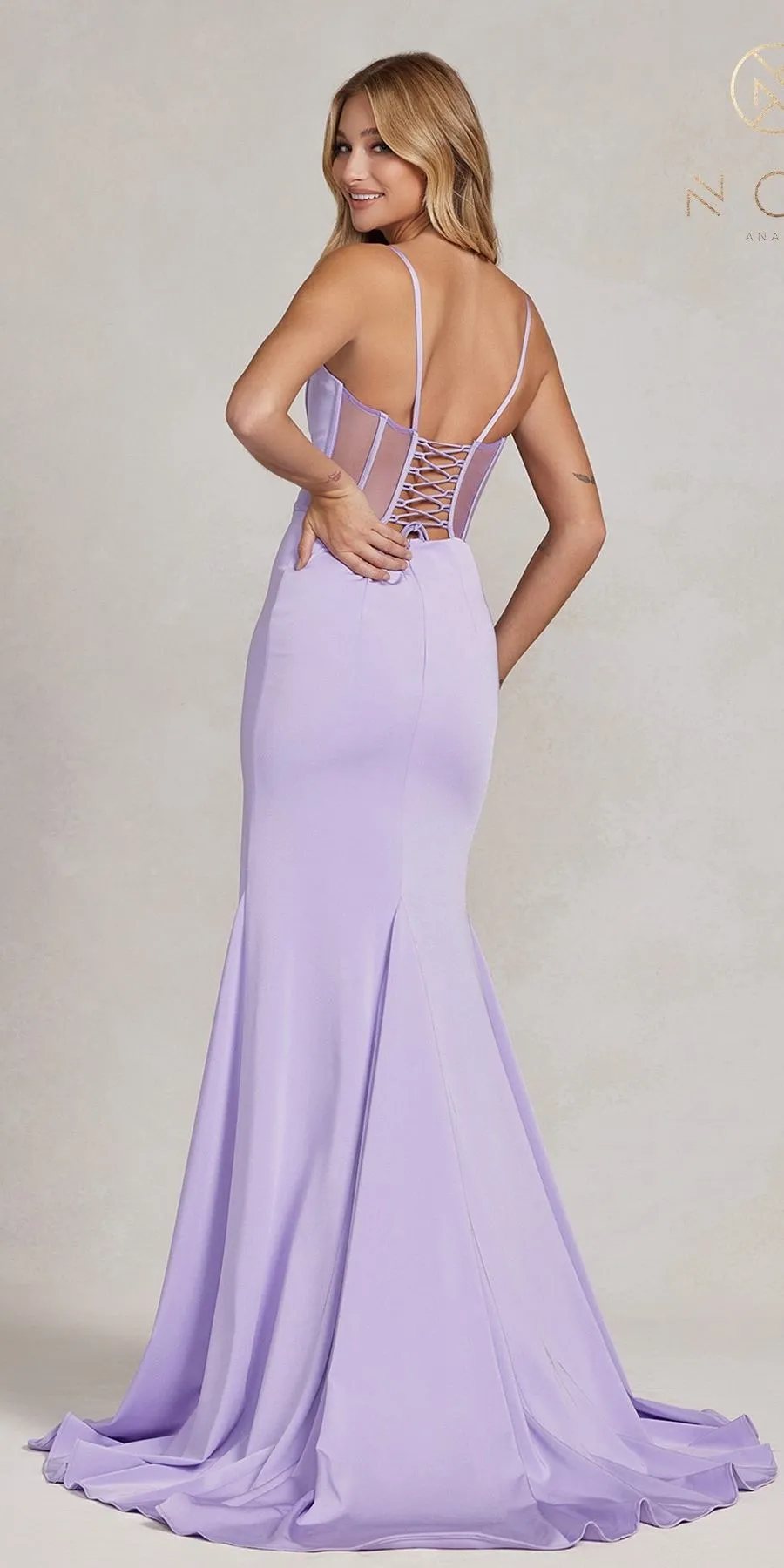 Nox Anabel P1168 Floor Length Sheath Formal Dress with Slit