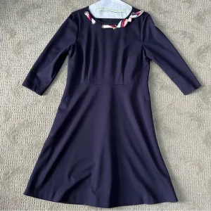 NWOT Women's Talbots Ponte Fit &amp; Flare Dress size 10 Petite in Navy