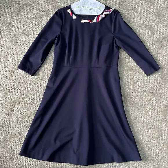 NWOT Women's Talbots Ponte Fit &amp; Flare Dress size 10 Petite in Navy